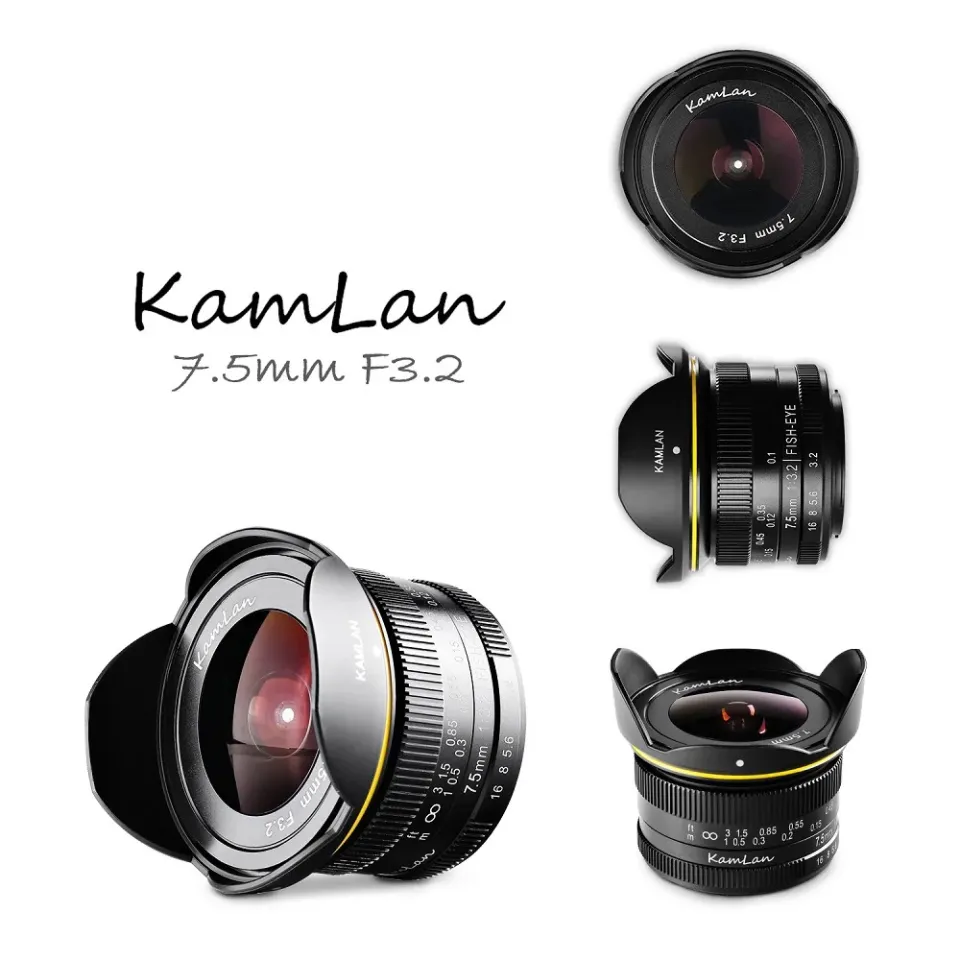 M4/3 マウント　KamLan 7.5mm F3.2 FISH-EYE Kamlan 7.5mm F3.2 Large Aperture Wide Angle Fisheye Fixed