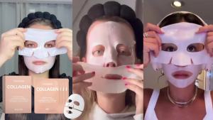 Viareline  Masker Hidrasi Kolagen   Masker Perawatan Kulit Melembapkan Ringan Pra-Makeup Tekstur Kulit Halus