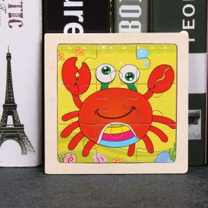 KIDDOM Wooden Jigsaw Puzzles for Kids 9pcs Early Education Cartoon Animal Wood Puzzle Birthday Gift Goodies Activities