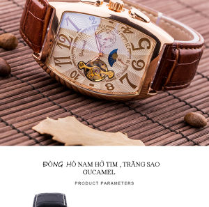 Đồng hồ nam chữ nhật máy cơ SEWOR Tourbillion GUcamel DM06 cao cấp