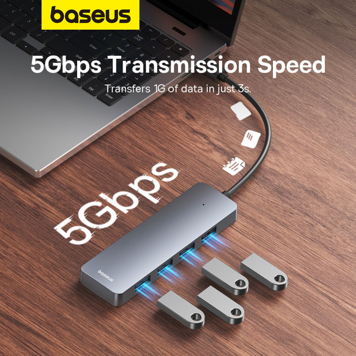 Baseus Portable 4-Port USB Hub Adapter USB 3.0 Hub Multiport 4in1 ...