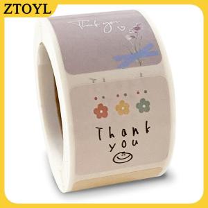 ZTOYL  300 chiếc cuộn nhãn dán hình hoa Cảm Ơn hoạt hình dễ thương nhãn dán niêm phong nhãn phong bì