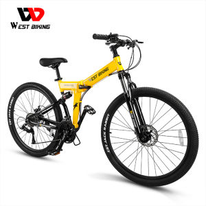 WEST BIKING Foldable 27.5 Inch Mountain Bike 27 Speed BMX MTB Bicycle Men Women Shock Absorption Mechanical Disc Brakes Bike