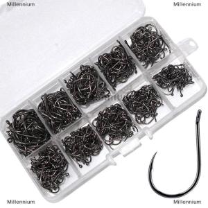 [COD] Millennium 100-500 cái móc câu cá đặt thép carbon cao sắc nét bền thép gai fishhook đá thiết bị câu cá thiết bị giải quyết phụ kiện