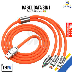 Kabel Data Fast Charging 3 In 1 120W 6A kabel Micro Type-C Lighting Fast Charging usb Dengan Lampu Indikasi