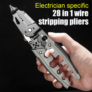 Multifunctional wire stripping pliers 28 in 1 powerful wire pulling pliers for cutting pressing branching winding and peeling electrical pliers