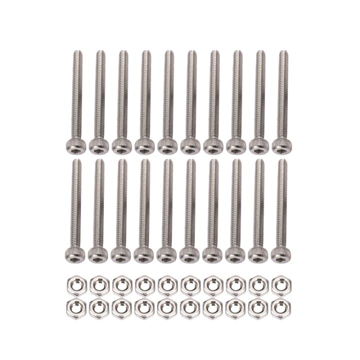 M2 x 20mm Long Hex Socket Knurled Cap Screws Bolts Nuts Set 20Pcs ...