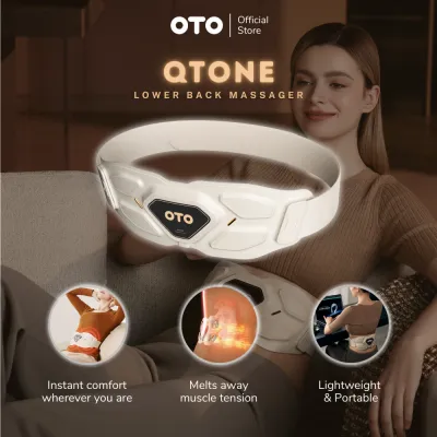 OTO Q-Tone Lower Back Massager – Portable Back Pain Relief Device with 8 Vibrating Heads Heat Therapy Wireless & Rechargeable Lightweight & Travel-Friendly | Muscle Tension & Posture Support