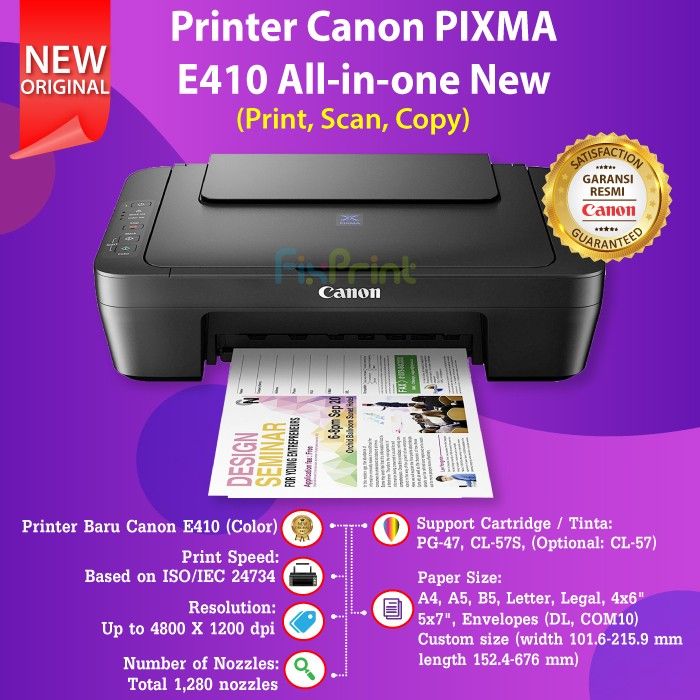 CANON PRINTER PIXMA E410 ALL IN ONE / PRINTER CANON E 410 MULTIFUNGSI ...