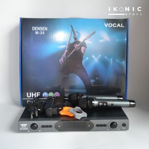 IKONIC Mikrofon Wireless UHF Mic tanpa kabel jarak jauh Microphone Densen M-35