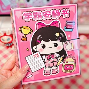 Những cô gái dễ thương mới với điểm tốt Học sinh yên tĩnh Khuôn viên sách 3D Nhãn dán cuốn sách bận rộn Tài liệu sổ tay cô gái