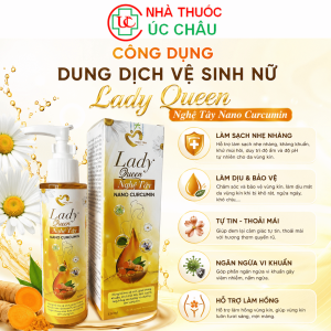 Dung dịch vệ sinh nữ Lady Queen Nghệ Tây Nano curcumin - C/150ml - Thơm quyến rũ làm hồng vùng kín