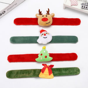 4PCS Christmas Slap Bracelet Christmas Gift Toys For Kids Xmas Wristband Elk Santa Claus Clap Bracelets