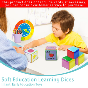 Learning Cubes Pocket Classroom Dices DIY Education Playing Game Dices Teaching Stacking Blocks with 6Pcs Clear Pocket