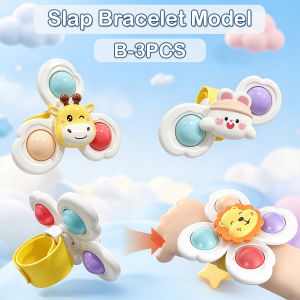 SWEET 【NEW】3Pcs/Set Baby Spinner Toys Mainan Pendidikan Bayi 6+ Bulan Kids Bath Toys Wall Suction Baby Toys Mainan Bayi