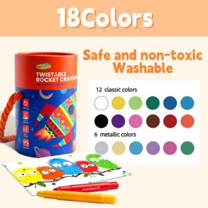 Jumbo-core Crayon marathon coloring! Twist-up tech keeps hands clean through entire sketchbooks