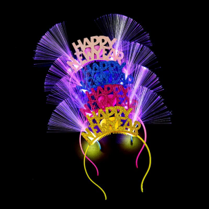 Women Girls Lovely LED Fiber Ear Hair Hoop Glitter Happy New Year Letters