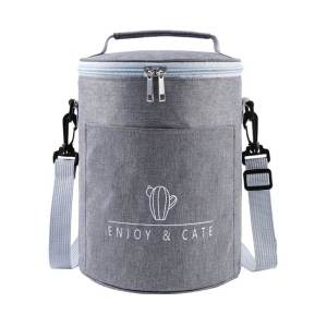 Cylindrical Round Lunch Bag Cooler Bag Waterproof Insulated Picnic Bag Portable Carry Case