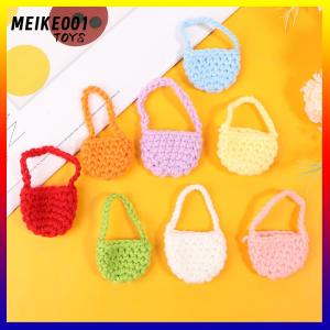 MEIKE001 บ้านตุ๊กตา1 12กระเป๋าครอสบอดี้ไซส์มินิแบบสานสำหรับตุ๊กตาอุปกรณ์ตกแต่งเสื้อผ้า