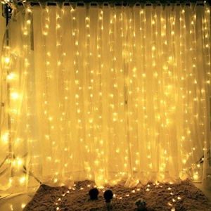 【TaroBall】 3M x 3M Remote Control LED Curtain Lights 8 Modes Waterproof Window Icicle String Lamp Home Decor Party Wedding Christmas Festival Room Light Decoration