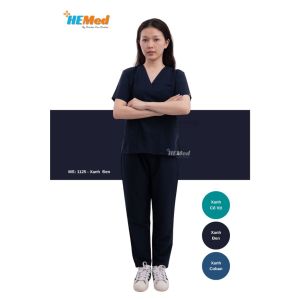 Bộ quần áo y tế/ Bộ scrub Nam/ NỮ MÀU XANH ĐEN- chất cotton mềm mại thấm hút mồ hôi thời trang y tế cao cấp