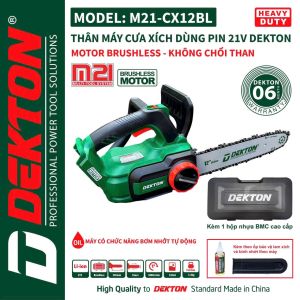 Máy Cưa Xích Pin Dekton M21-CX12BL Thế Hệ Mới | Cưa Xích Pin 12inch Dekton Tốc Cắt Nhanh 10m/s Tích Hợp Tính Năng An Toàn Antikick Back