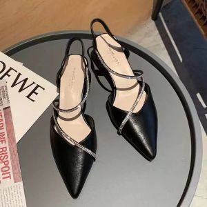 [Free Shipping] New Women’S Sandals Chunky-Heeled Summer High Heels Closed-Toe Shoes Pointed-Toe Flats Elegant Women’S Footwear