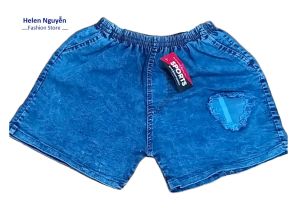 (Sales) Quần short Jean bé gái Quần đùi nữ lưng thun Form rộng 35-55kg shop Helen Nguyễn – QNN002