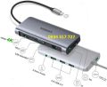 Bộ Chuyển USB C 10 in 1 UGREEN 80133 USB C to 3 USB 3.0+HDMI 4K + VGA + RJ45 Gigabit + SD/TF + Audio 3.5mm, hàng chính hãng. 