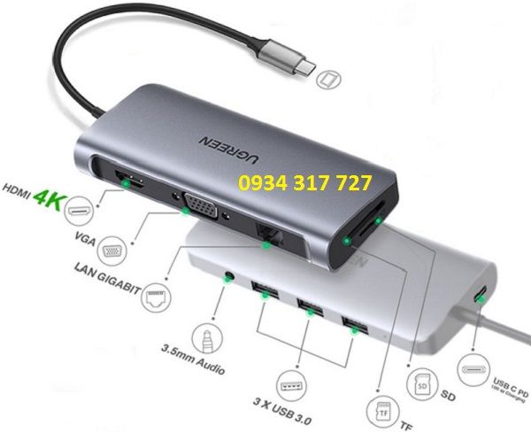 B%E1%BB%99%20Chuy%E1%BB%83n%20USB%20C%2010%20in%201%20UGREEN%2080133%20USB%20C%20to%203%20USB%203.0+HDMI%204K%20+%20VGA%20+%20RJ45%20Gigabit%20+%20SD/TF%20+%20Audio%203.5mm,%20h%C3%A0ng%20ch%C3%ADnh%20h%C3%A3ng%20-%20Image%205