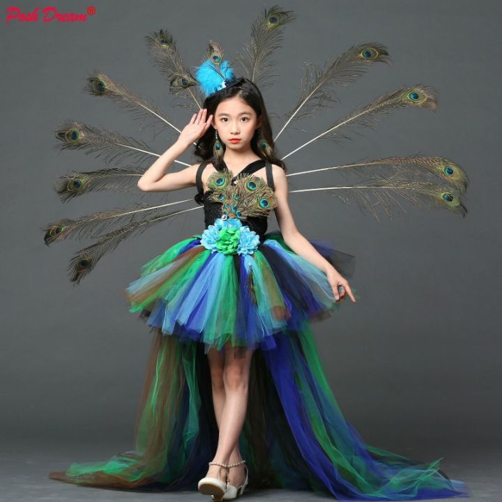 POSH DREAM Girl Peacock Flower Party Tutu Dresses for Halloween with ...