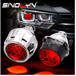 2.5 LED Devil Demon Eyes Honeycomb HID Bixenon Blue Lens Projector Headlight Retrofit H1 H4 H7 LHD 8.0WST