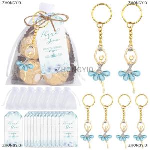 [COD] ZHONGYI0 10 Sets Guests Return Gifts Including Ballet Dancer Keychains Thank You Tags White Organza Bags For Baby Shower Favors