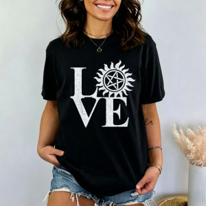 LOVE Supernatural Shirt Winchester Brother Tshirt Science Fiction TV Series Fans Tee SPN Lover Gift T-shirt Women Cotton Tops