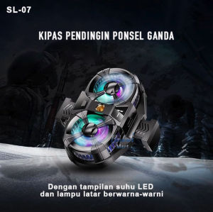 Kipas Pendingin Ponsel 3 Kecepatan SL-07 Phone Cooler Game Live Streamig Ios Iphone Android Cooling Pad Mobile Gaming Fancooler Free Holder Display LED Plug & Play