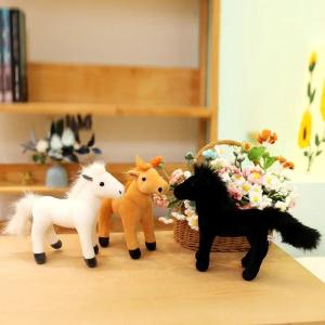 New Cartoon Simulation White Black Brown Yellow Horse Stuffed Children Plush Toy Pony Doll Christmas Birthday Gift h260819