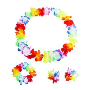ELITEDEALSHUB 4pcs/set DIY Fancy Dress Beach Wristbands Wedding Decorations Hawaiian Flowers Necklace Headband Garland