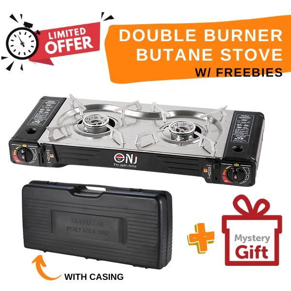 cod [FC] Camping Gas Stove Double Burner Portable Cooker Butane/ (High