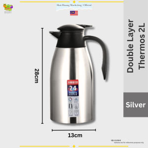 2L Thermos Flask 304 Stainless Steel Vacuum Insulated Termos Air Tahan Lama Thermos 双层迎宾壶(真空)