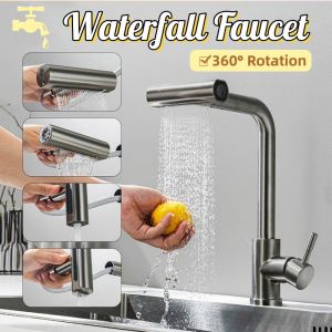 Waterfall Faucet 360° Rotation Flexible Universal Kitchen Faucet Bathroom Sink Faucet Wall-Mounted Faucet