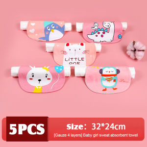 Wintin ผ้าเช็ดตัวสำหรับเด็กทารก5ชิ้นผ้าขนหนู100% ดูดซับเหงื่อผ้าฝ้ายสำหรับเด็กวัยหัดเดินมีดีไซน์การ์ตูน4ชั้น