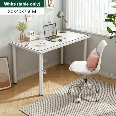 STON White Study Table Meja Belajar Thickened Computer Table Modern Office Write Dining Table Meja Komputer Notebook table Meja Study 圆腿桌