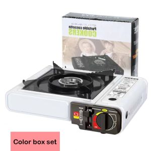 Portable Gas Stove 2 in 1 with Box Windproof Waterproof Cassette Furnace Picnic Burner for Easy Cooking