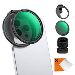 K&F Concept Clip-On Magnetic VND Filter ND2-32 (1-5 Stop) For Phone & 67mm Compatible iPhone Mobile