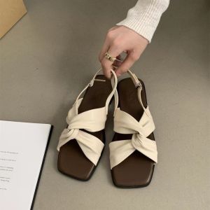 sandal nữ đế bệt quai xoắn da mềm êm chân hàng full box