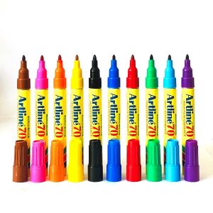 ปากกาเคมี ชุด 10 ด้าม ญี่ปุ่น มาร์คเกอร์ เมจิก อาร์ทไลน์ EK-70 หัวกลม 1.5 มม.(สีดำ/น้ำเงิน/แดง/เขียว/ส้ม/ม่วง/ฟ้า/เหลือง/ชมพู/น้ำตาล)เขียนทุกผิว