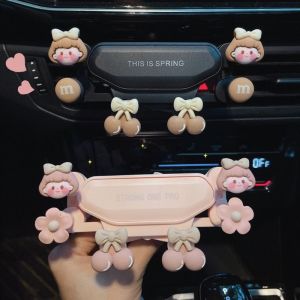 MIIQNUS Cute Car Mobile Phone Bracket Cartoon Design Non-Slip Air Outlet Mobile Phone Support Portable Decorative Car Air Vent Clip Vehicle Use
