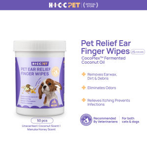 【SG READY STOCK】HICC PET Pet Ear Relief Finger Wipes Relieve Ear Itch & Inflammation Remove Ear Wax Dirt Smelly Non-Irritating for Dog Cat 50pcs