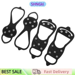 SHNGki Winter Sport Shoe Cover For Women Men 2PCS 5 8-Stud Anti-Slip Ice Claws Snow Climbing Spike Grips Crampon Cleats Boots Cover