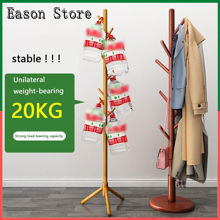 Floor Coat Rack Solid Wood Bag Rack Stand Clothes Rack Hanger Organizer